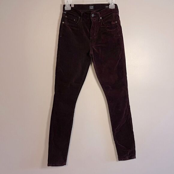 Citizens of Humanity The Rocket High Rise Skinny Burgundy Velvet | SZ 25 - Picture 3 of 13